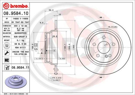 A.B.S. 08.9584.11 - Brake Disc autospares.lv