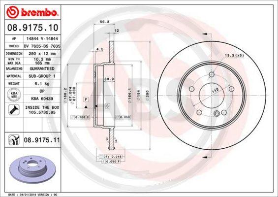 A.B.S. 08.9175.11 - Brake Disc autospares.lv