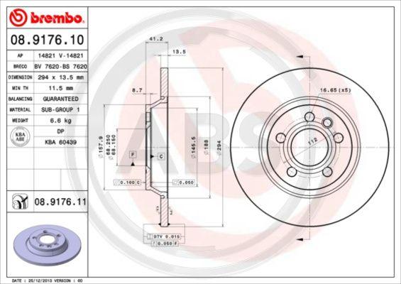 A.B.S. 08.9176.11 - Brake Disc autospares.lv