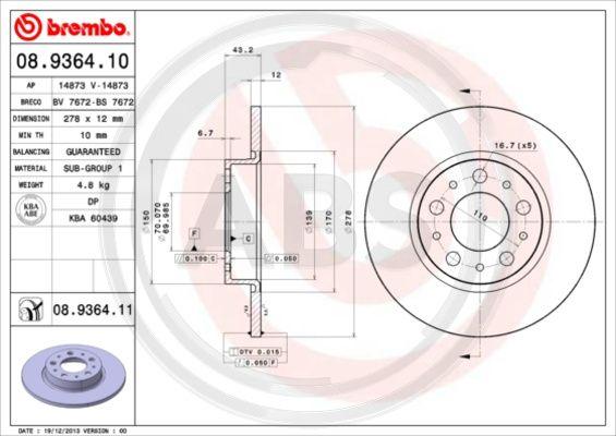 A.B.S. 08.9364.11 - Brake Disc autospares.lv