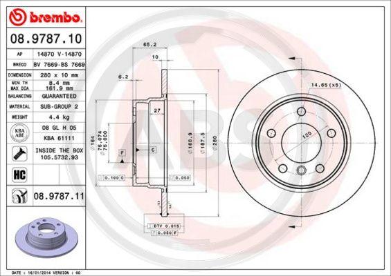 A.B.S. 08.9787.11 - Brake Disc autospares.lv