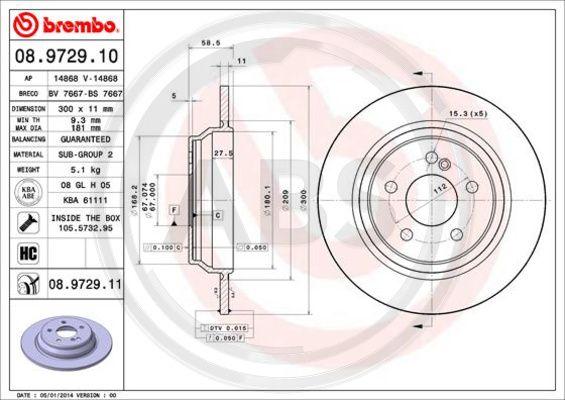 A.B.S. 08.9729.11 - Brake Disc autospares.lv