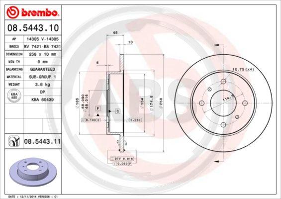 A.B.S. 08.5443.10 - Brake Disc autospares.lv