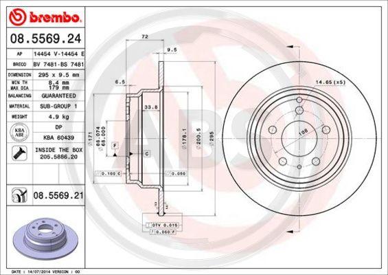 A.B.S. 08.5569.21 - Brake Disc autospares.lv