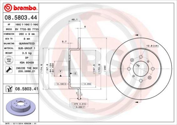 A.B.S. 08.5803.41 - Brake Disc autospares.lv