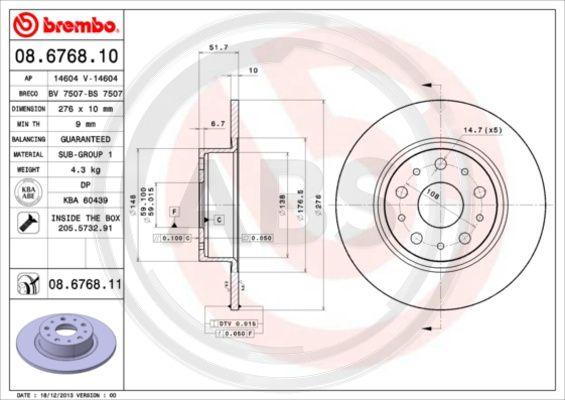 A.B.S. 08.6768.11 - Brake Disc autospares.lv