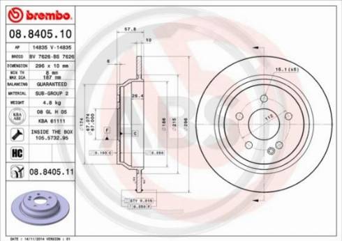 A.B.S. 08.8405.10 - Brake Disc autospares.lv