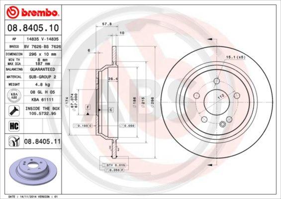 A.B.S. 08.8405.11 - Brake Disc autospares.lv