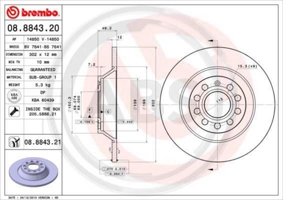 A.B.S. 08.8843.21 - Brake Disc autospares.lv