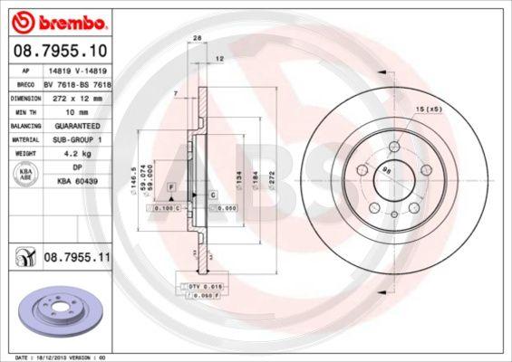 A.B.S. 08.7955.11 - Brake Disc autospares.lv