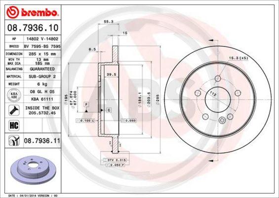 A.B.S. 08.7936.11 - Brake Disc autospares.lv