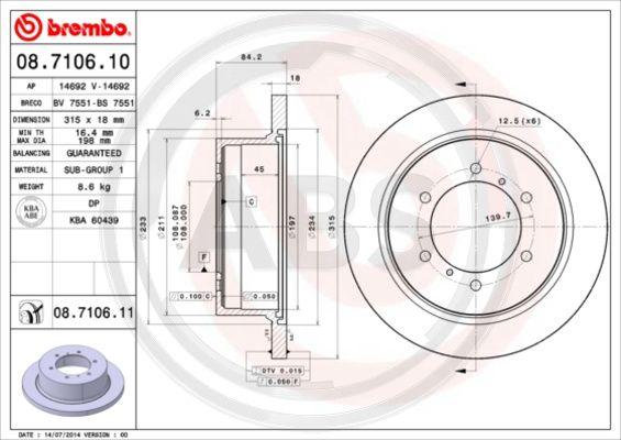 A.B.S. 08.7106.10 - Brake Disc autospares.lv