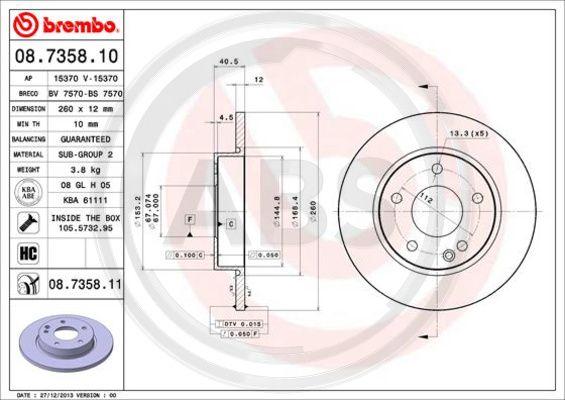 A.B.S. 08.7358.11 - Brake Disc autospares.lv