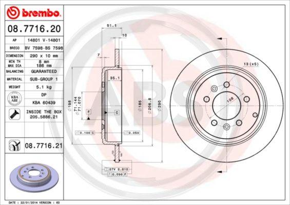 A.B.S. 08.7716.21 - Brake Disc autospares.lv