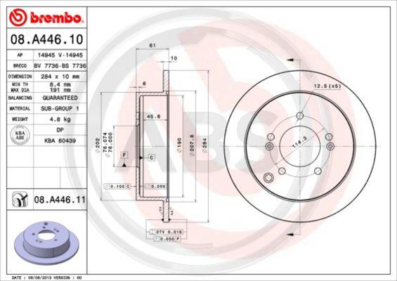 A.B.S. 08.A446.11 - Brake Disc autospares.lv