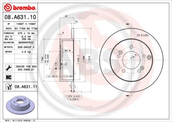 A.B.S. 08.A631.10 - Brake Disc autospares.lv