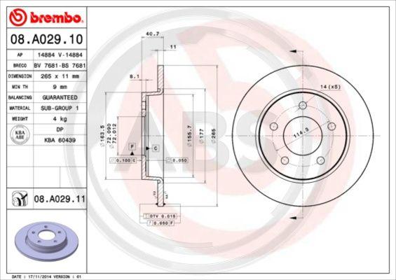 A.B.S. 08.A029.10 - Brake Disc autospares.lv