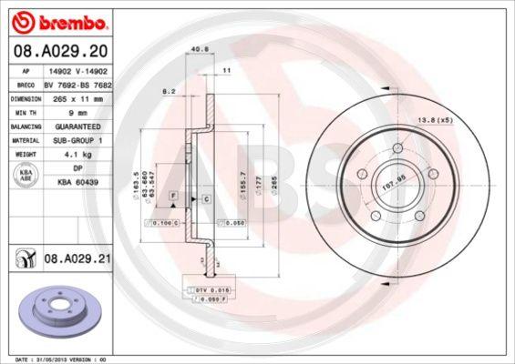 A.B.S. 08.A029.21 - Brake Disc autospares.lv