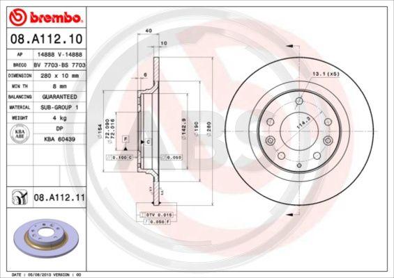 A.B.S. 08.A112.11 - Brake Disc autospares.lv