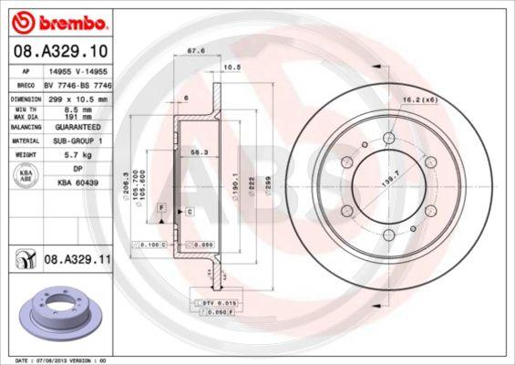 A.B.S. 08.A329.10 - Brake Disc autospares.lv