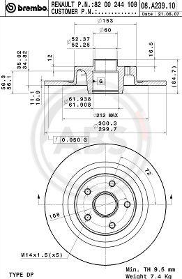 A.B.S. 08.A239.10 - Brake Disc autospares.lv