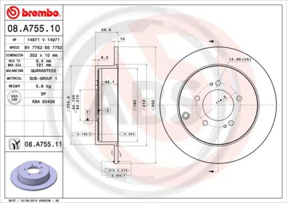 A.B.S. 08.A755.11 - Brake Disc autospares.lv