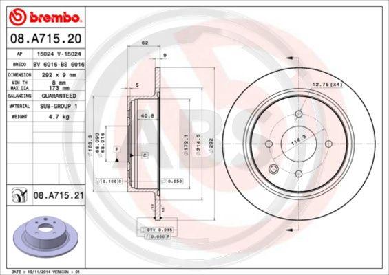 A.B.S. 08.A715.21 - Brake Disc autospares.lv