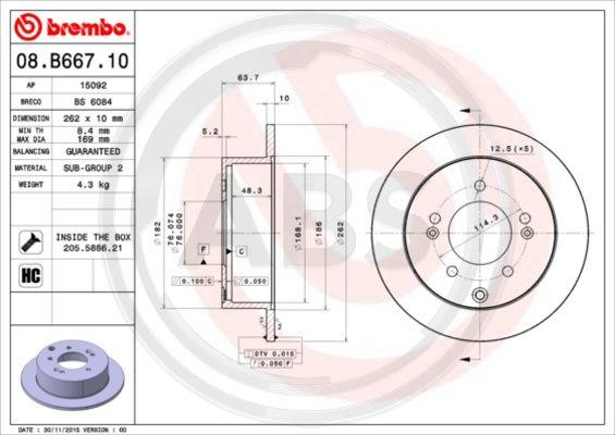 A.B.S. 08.B667.11 - Brake Disc autospares.lv