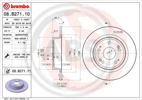 A.B.S. 08.B271.10 - Brake Disc autospares.lv