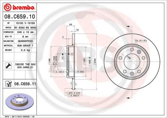 A.B.S. 08.C659.11 - Brake Disc autospares.lv