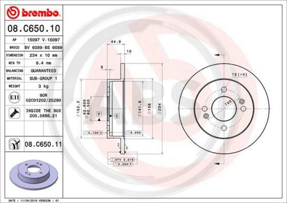 A.B.S. 08.C650.11 - Brake Disc autospares.lv