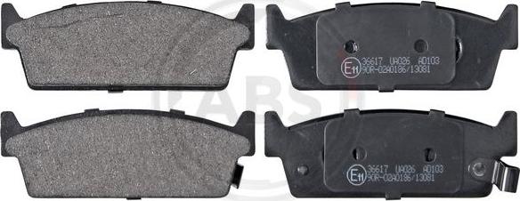 A.B.S. 36617 - Brake Pad Set, disc brake autospares.lv