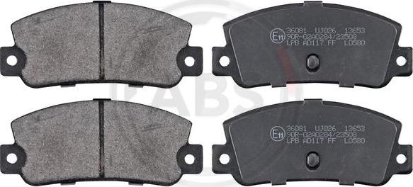 A.B.S. 36081 - Brake Pad Set, disc brake autospares.lv