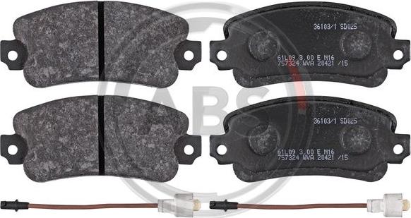 A.B.S. 36103/1 - Brake Pad Set, disc brake autospares.lv