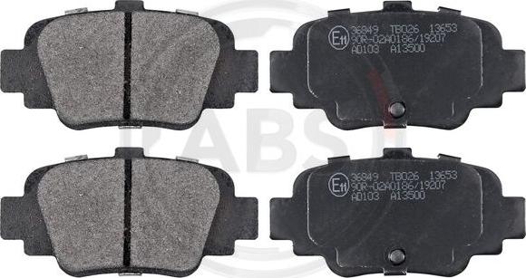 A.B.S. 36849 - Brake Pad Set, disc brake autospares.lv