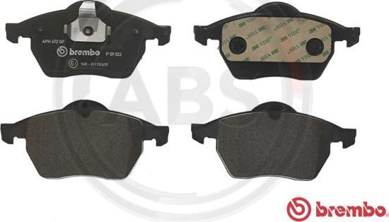 A.B.S. P59022 - Brake Pad Set, disc brake autospares.lv