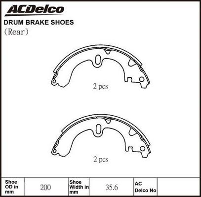 ACDelco ACBS1602 - Brake Shoe Set autospares.lv