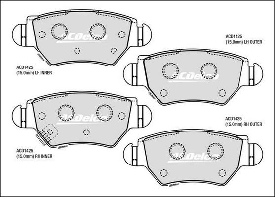 ACDelco ACD1425 - Brake Pad Set, disc brake autospares.lv