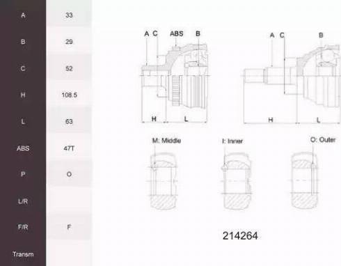 Acemark 214264 - Joint Kit, drive shaft autospares.lv