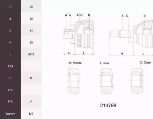 Acemark 214798 - Joint Kit, drive shaft autospares.lv