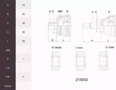 Acemark 215502 - Joint Kit, drive shaft autospares.lv