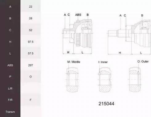 Acemark 215044 - Joint Kit, drive shaft autospares.lv