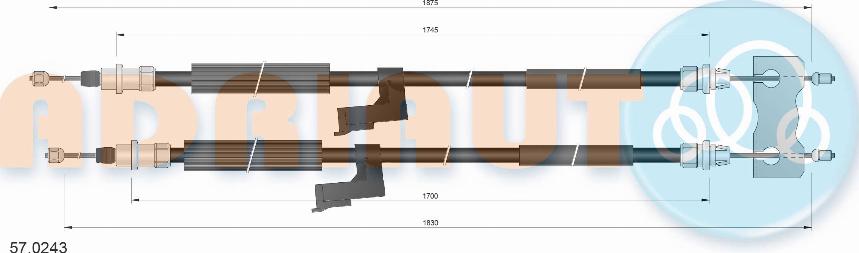 Adriauto 57.0243 - Cable, parking brake autospares.lv