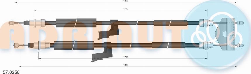 Adriauto 57.0258 - Cable, parking brake autospares.lv