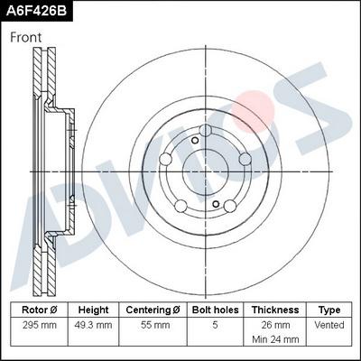 Advics A6F426B - Brake Disc autospares.lv