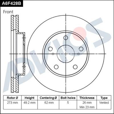 Advics A6F428B - Brake Disc autospares.lv