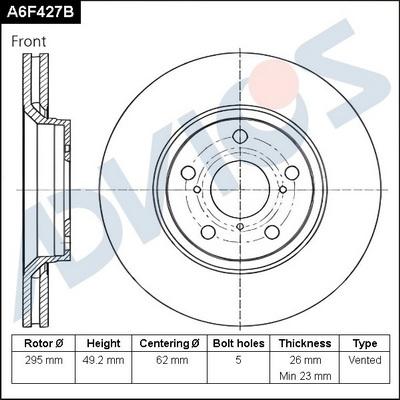 Advics A6F427B - Brake Disc autospares.lv