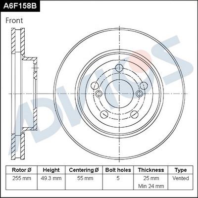 Advics A6F158B - Brake Disc autospares.lv