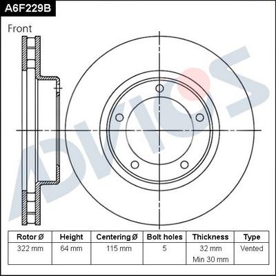 Advics A6F229B - Brake Disc autospares.lv