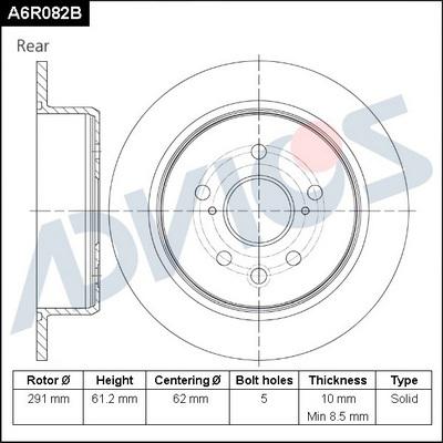 Advics A6R082B - Brake Disc autospares.lv